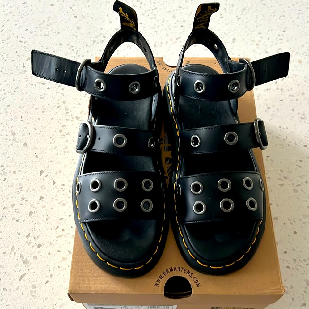 Dr. Martens Black Sandals with Silver Accents